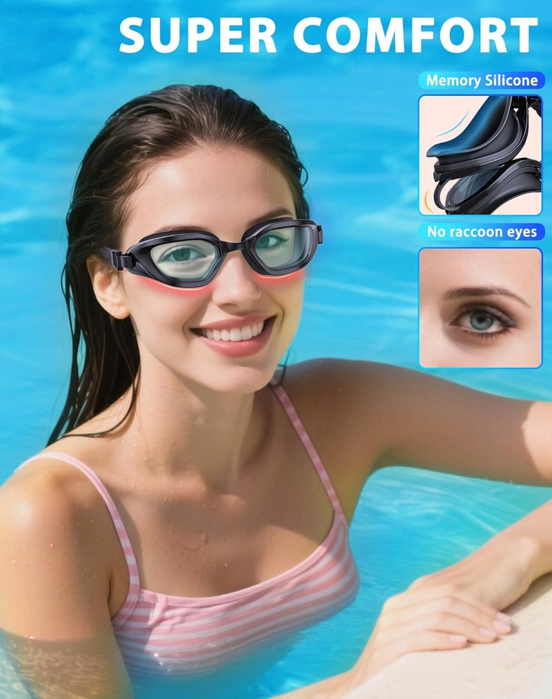 Vegemono Swim Goggles, Unisex Adult Swimming Goggles Anti Fog Anti UV No Leakage Wide View for Men Women Youth - Image 4